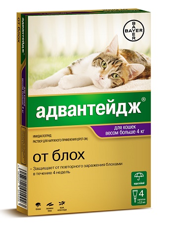 Bayer Advantage капли от блох для кошек весом свыше 4 кг
