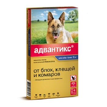 Bayer Advantix капли от блох и клещей для собак весом от 25 до 40 кг