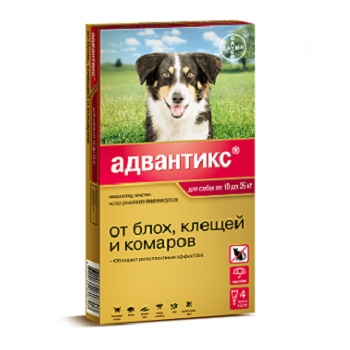 Bayer Advantix капли от блох и клещей для собак весом от 10 до 25 кг SALE
