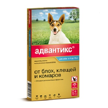 Bayer Advantix капли от блох и клещей для собак весом от 4 до 10 кг