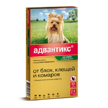 Bayer Advantix капли от блох и клещей для собак весом до 4 кг