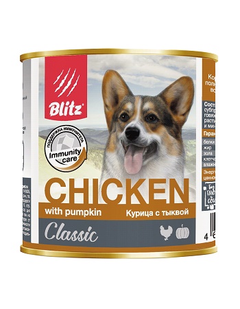 Blitz Classic влажный корм для собак Курица с тыквой