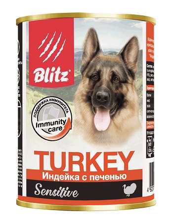 Blitz Sensitive Turkey влажный корм для собак Индейка с печенью