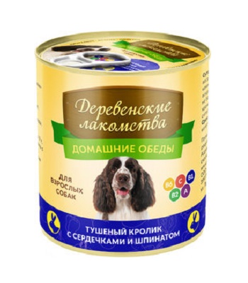 Деревенские лакомства консервы для взрослых собак с кроликом