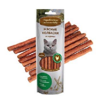 Деревенские лакомства для кошек мясные колбаски из курицы