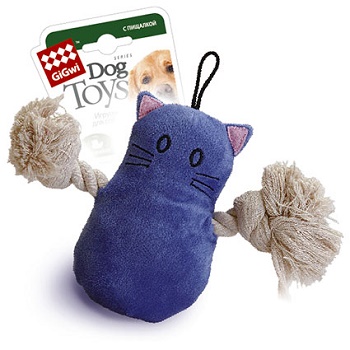 GiGwi игрушка для собак Кот с пищалкой 15 см (75034)