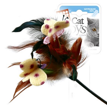 GiGwi игрушка для кошек Дразнилка на стеке с бабочками 43 см (75081)
