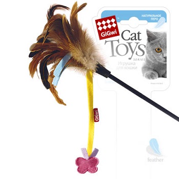 GiGwi игрушка для кошек Дразнилка на стеке с бабочкой 51 см (75246)