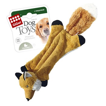 GiGwi игрушка для собак Шкурка-лиса с 2-мя пищалками 49 см (75261)