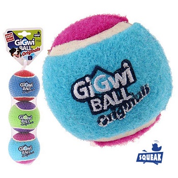 GiGwi игрушка для собак Мяч с пищалкой 8 см (3 шт.) (75337)