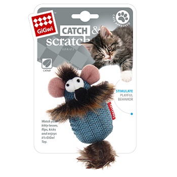 GiGwi игрушка для кошек Мышка с кошачьей мятой 10 см (75405)