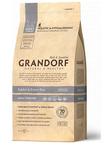 Grandorf Sterilized Rabbit & Rice сухой корм для взрослых стерилизованных кошек