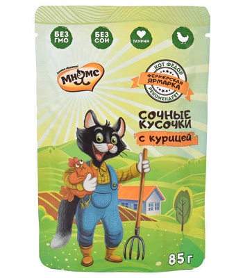 Мнямс Фермерская ярмарка пауч для кошек с курицей