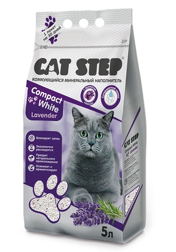 Cat Step Compact White Lavender наполнитель минеральный комкующийся