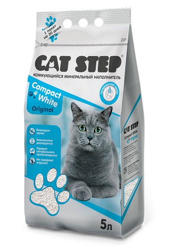 Cat Step Compact White Original наполнитель минеральный комкующийся