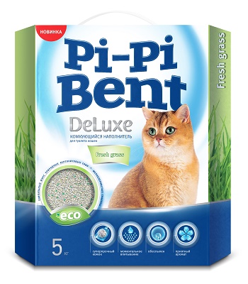 Pi-Pi-Bent DeLuxe Fresh Grass наполнитель комкующийся