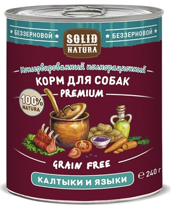 Solid Natura Premium консервы для собак Калтыки и языки
