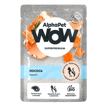 AlphaPet WOW Superpremium влажный корм для котят Лосось паштет