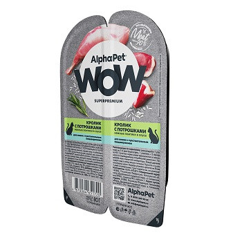 AlphaPet WOW влажный корм для кошек Кролик с потрошками (15 шт.)