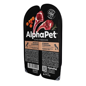 AlphaPet Superpremium влажный корм для щенков Ягненок и морковь (15 шт.)