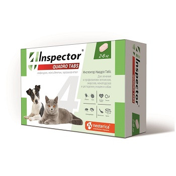 Inspector Quadro Tabs таблетки противопаразитные для кошек и собак 2-8 кг