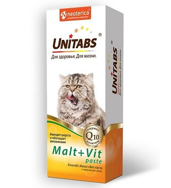 Unitabs Malt+Vit паста для кошек для выведения шерсти