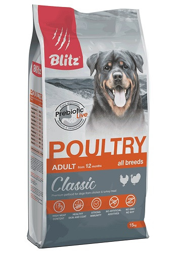 Blitz Classic Adult Poultry сухой корм для взрослых собак всех пород с птицей