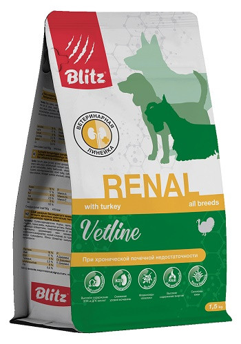 Blitz Vetline Renal диетический корм для собак при хронической почечной недостаточности SALE
