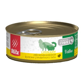 Blitz Vetline Urinary влажный корм для кошек при мочекаменной болезни струвитного типа