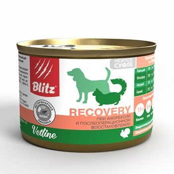 Blitz Vetline Recovery влажный корм для собак и кошек при истощении, после болезни и операции