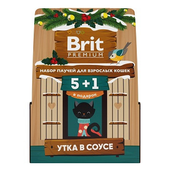 Brit Premium набор паучей 5+1 для кошек с уткой в соусе (Россия)
