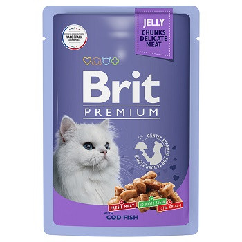 Brit Premium пауч для кошек с треской в желе (Россия)