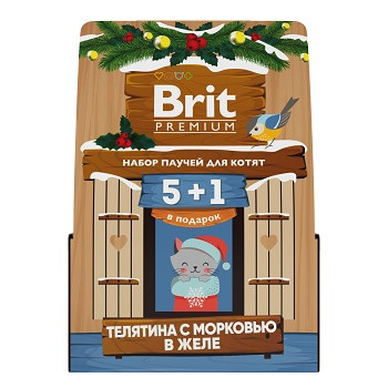 Brit Premium набор паучей для котят с телятиной и морковью в желе 5+1