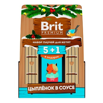 Brit Premium набор паучей для котят с курицей в соусе 5+1