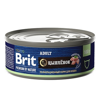Brit Premium by Nature консервы для взрослых кошек Цыпленок
