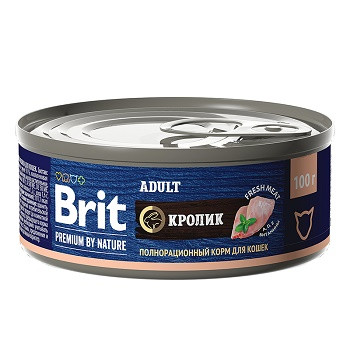 Brit Premium by Nature консервы для взрослых кошек Кролик