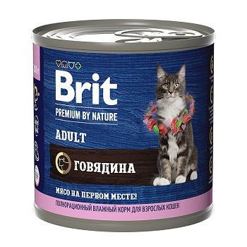 Brit Premium by Nature консервы для взрослых кошек Говядина