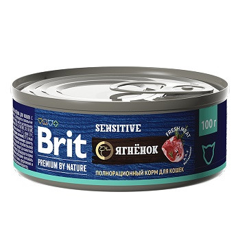 Brit Premium by Nature консервы для взрослых кошек Ягненок