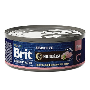 Brit Premium by Nature консервы для взрослых кошек Индейка