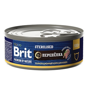 Brit Premium by Nature консервы для стерилизованных кошек Перепелка