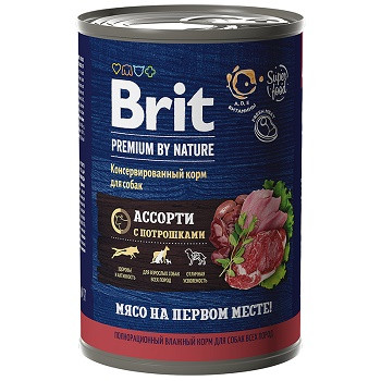 Brit Premium by Nature консервы для собак всех пород Ассорти с потрошками