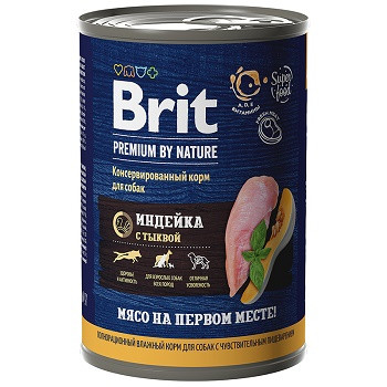 Brit Premium by Nature консервы для собак всех пород Индейка с тыквой