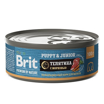 Brit Premium by Nature консервы для щенков Телятина с морковью