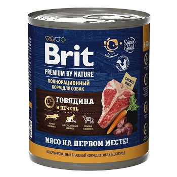 Brit Premium by Nature консервы для собак Говядина и печень