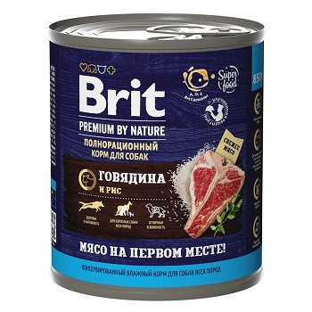 Brit Premium by Nature консервы для собак Говядина и рис