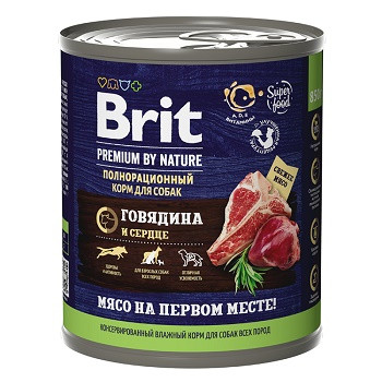 Brit Premium by Nature консервы для собак Говядина и сердце