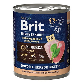 Brit Premium by Nature консервы для собак Индейка и утка
