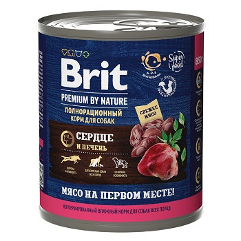 Brit Premium by Nature консервы для собак Сердце и печень