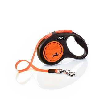 Flexi Neon поводок-рулетка ременной S (5 м, 15 кг) Оранжевый