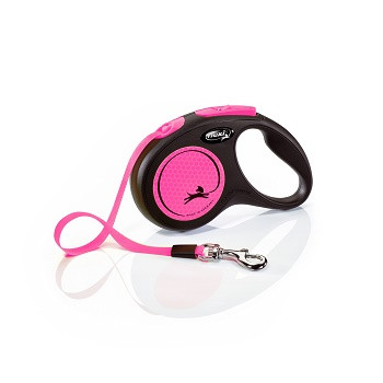 Flexi Neon поводок-рулетка ременной S (5 м, 15 кг) Розовый